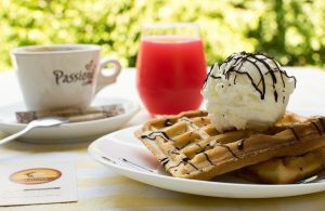 Waffles con helado