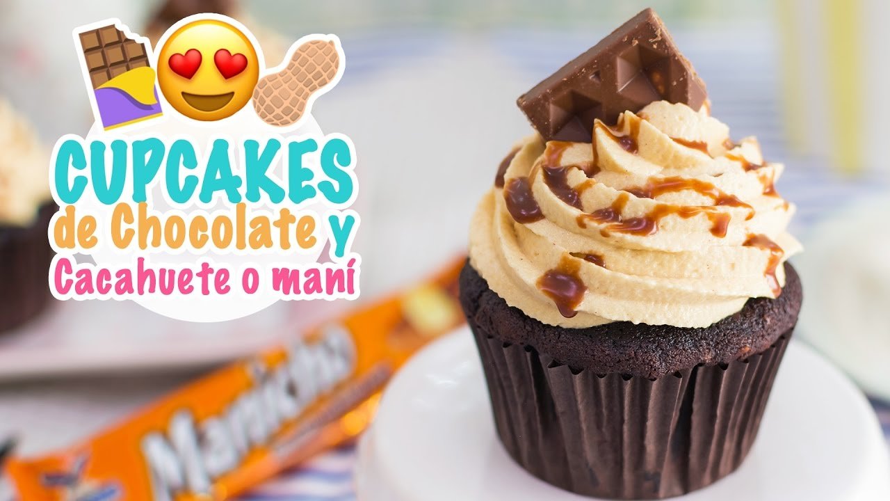 Cupcakes de chocolate y cacahuete o maní