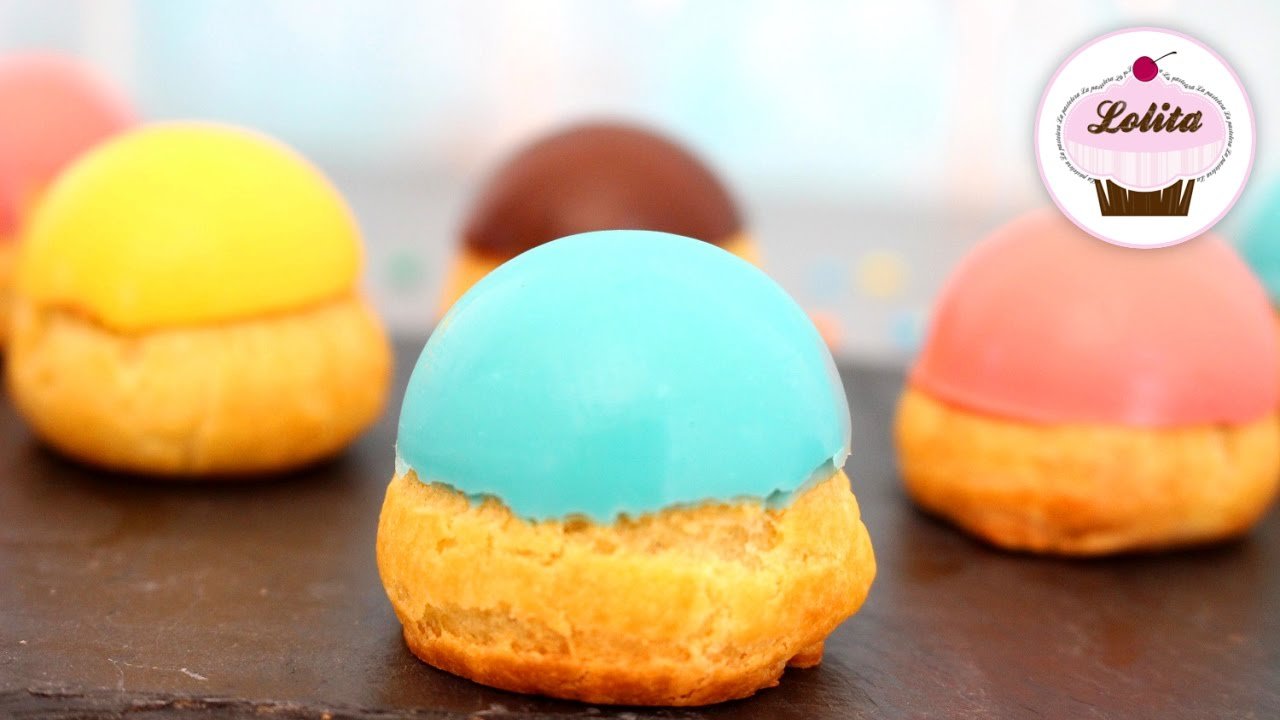 Receta de profiteroles de colores