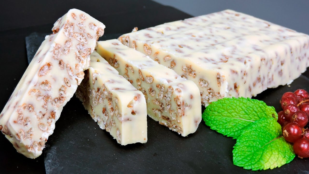 Turrón casero de chocolate blanco sin lactosa