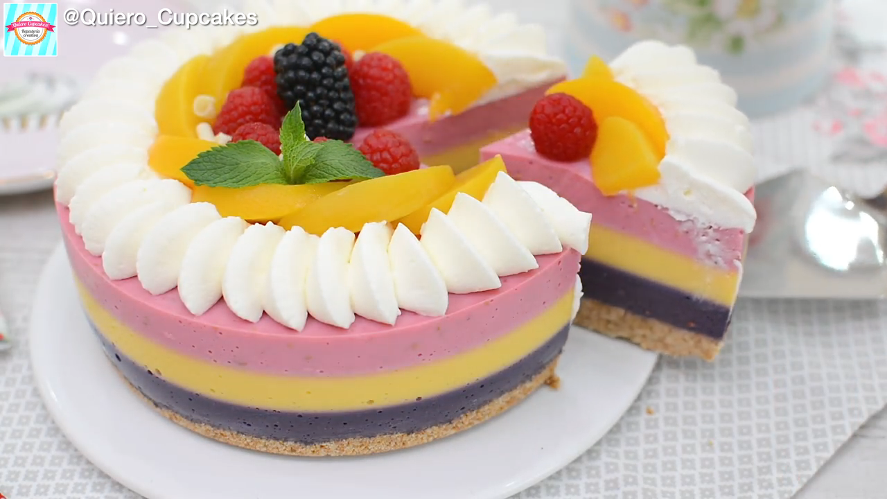 Tarta de frutas sin horno y muy colorida