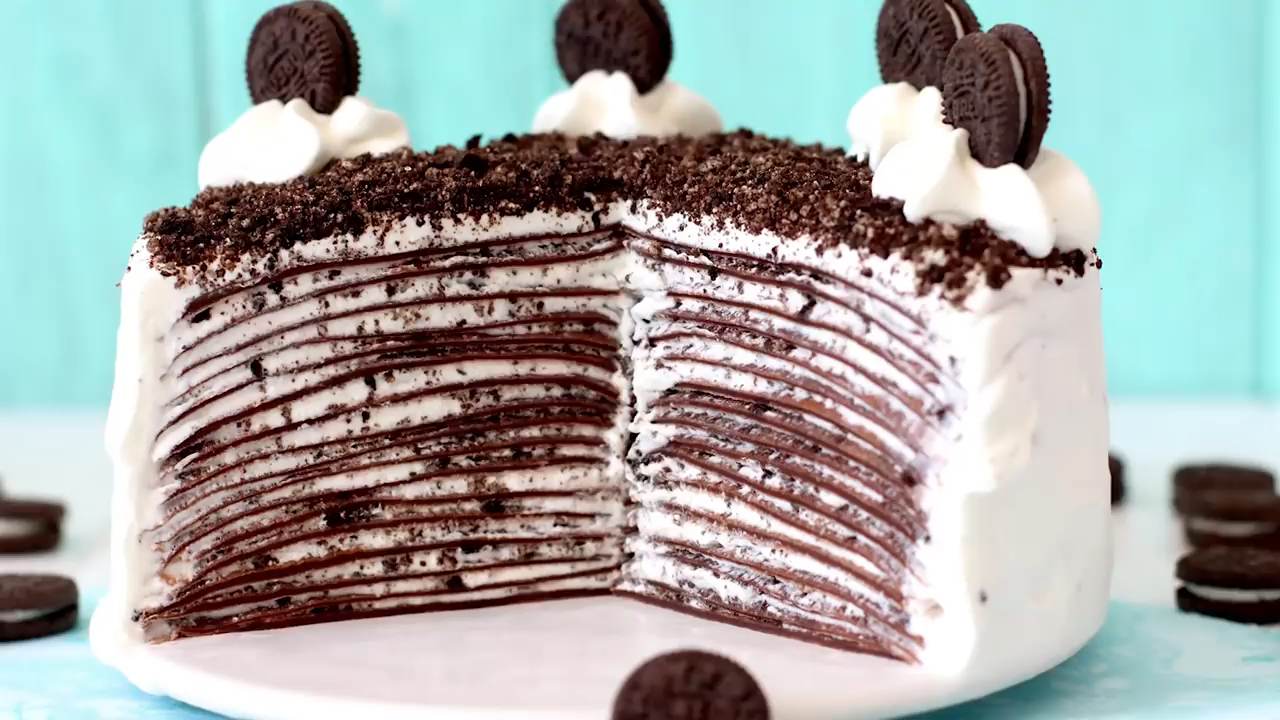 Tarta de crepes de Oreo