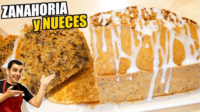 Bizcocho de zanahoria y nueces con glaseado de queso crema