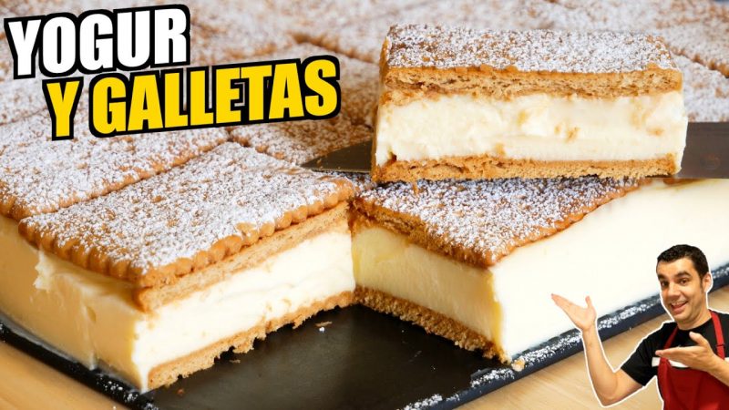 Postre de yogur y galletas