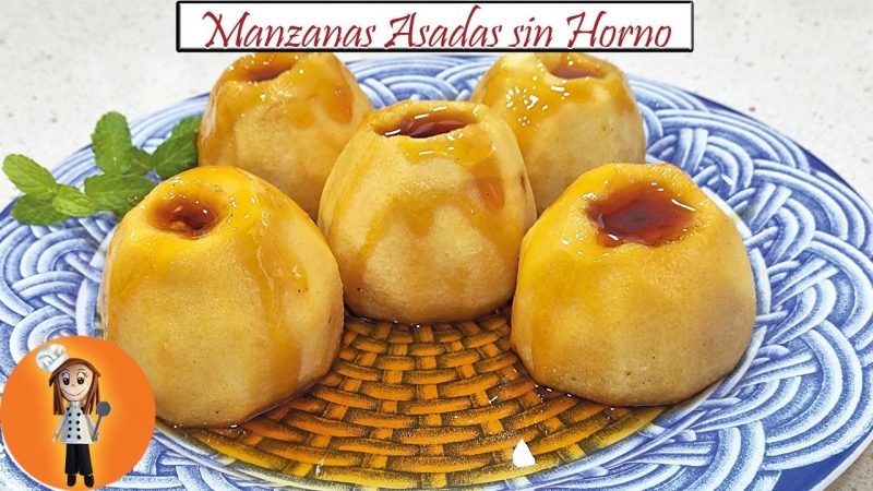 Manzanas asadas con caramelo sin horno